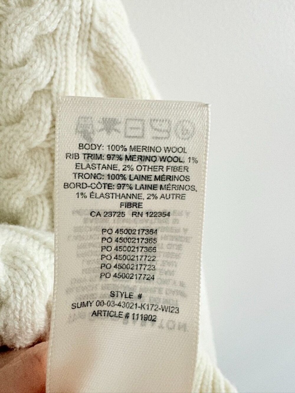 Aritzia The Group by Babaton Shores Merino Wool Sweater Birch Cream Size Small - Picture 8 of 8